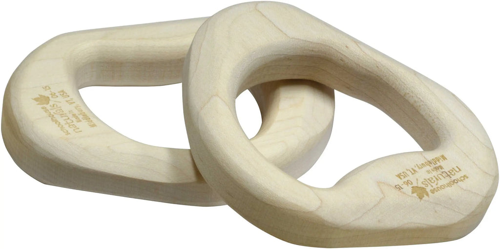 Wooden Baby Teether Pair| Natural | Made in the USA