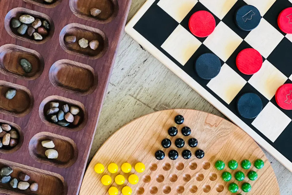 Wooden Checkers Pieces Set | Made in USA | Games
