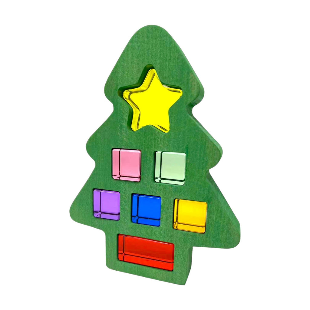 Wooden Christmas Tree with 7 Pcs Lucite Cubes Set |  | The Baby Penguin