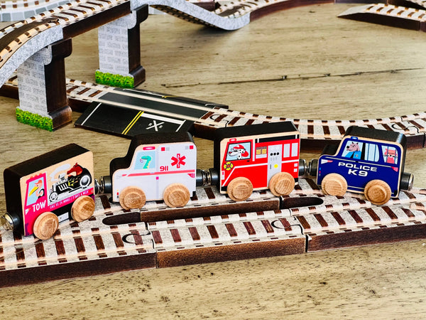 Wooden Train Town Set - Made in the USA | NameTrains Maple Landmark