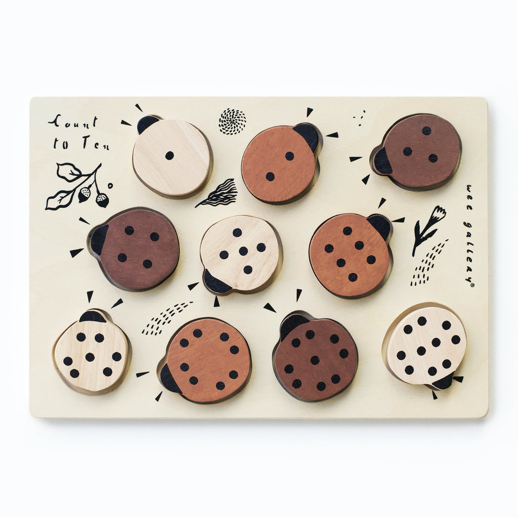 Wooden Tray Puzzle - Count to 10 Ladybugs - The Baby Penguin