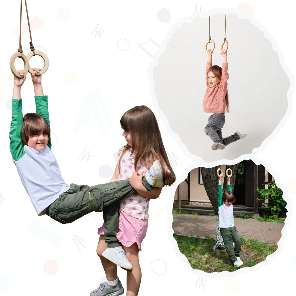 Wooden gymnastic rings for kids - The Baby Penguin
