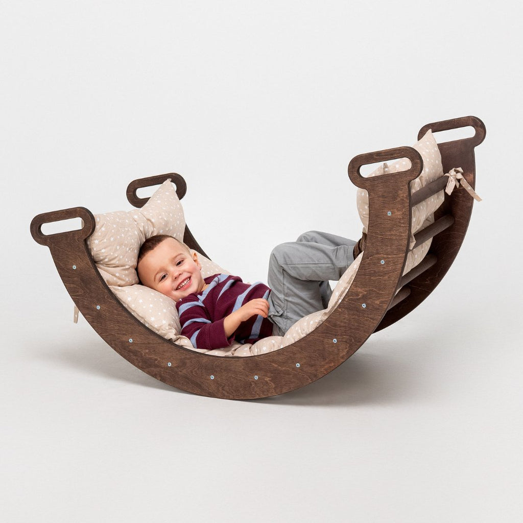 Climbing Arch Chocolate + Cushion - Montessori Climbers for Toddlers |  | The Baby Penguin