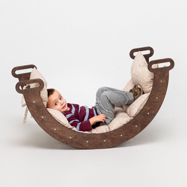 Climbing Arch Chocolate + Cushion - Montessori Climbers for Toddlers |  | The Baby Penguin