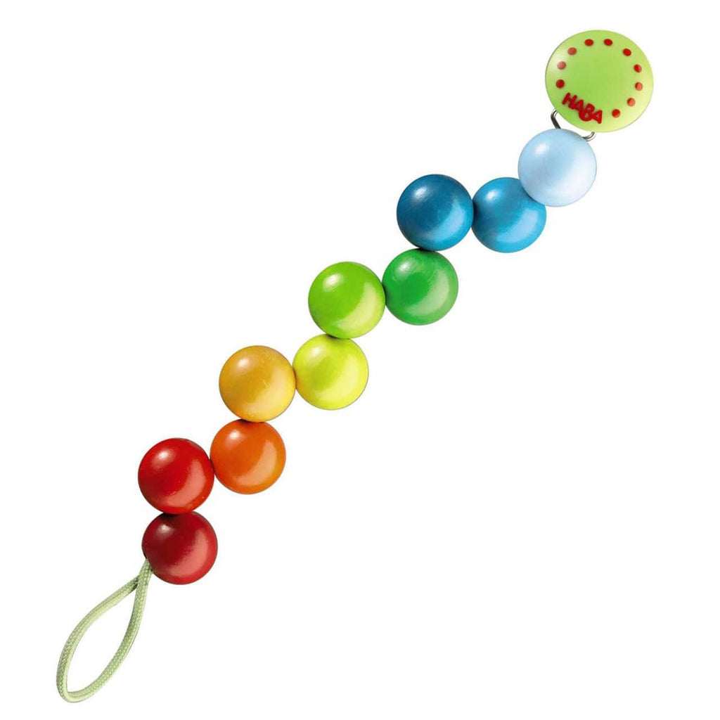 Rainbow Pearls Pacifier Holder | Wooden Baby | The Baby Penguin