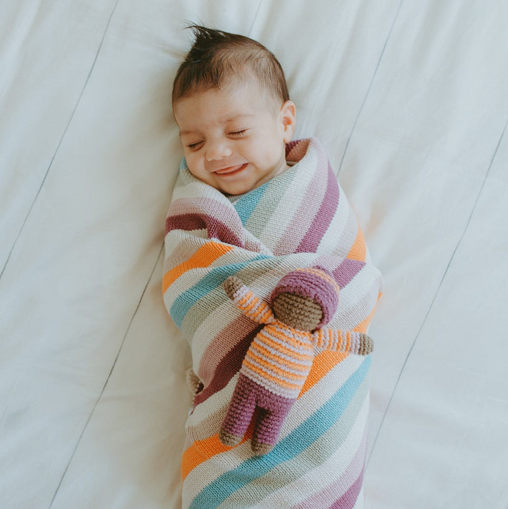 Stripey Baby Blanket -Multi |  | The Baby Penguin