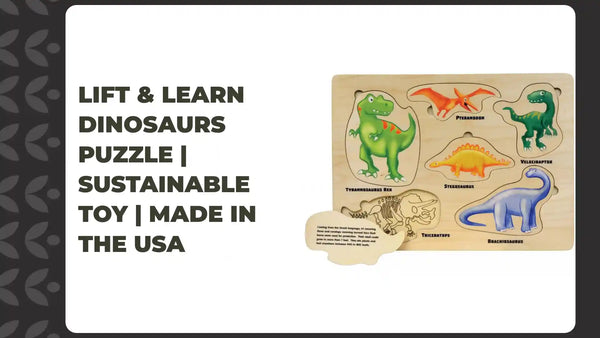 Lift &amp; Learn Dinosaurs Puzzle | Sustainable Toy | Made in the USA by@Outfy