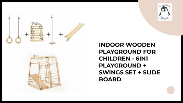 Indoor Wooden Playground for Children - 6in1 Playground + Swings Set + Slide Board by@Outfy
