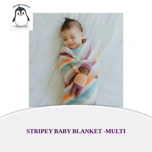 Stripey Baby Blanket -Multi by@Outfy