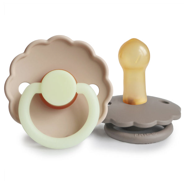 FRIGG Daisy Night Natural Rubber Pacifier 2-Pack | RUBBER FRIGG PACIFIERS | The Baby Penguin